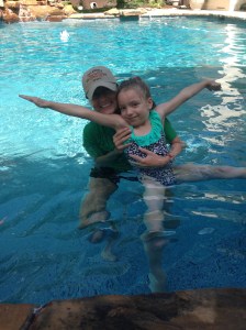 Devin- Age 5 Devin and Miss Katelyn after a major breakthrough in her swimming! 